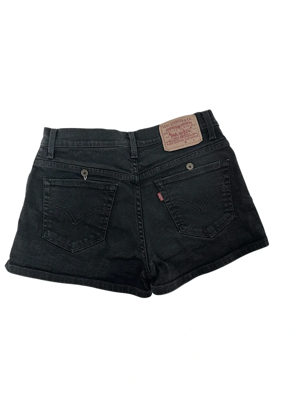 Vtg 90s Levis 933 Midrise Black Denim Shorts 7 JR (see size disclaimer below).